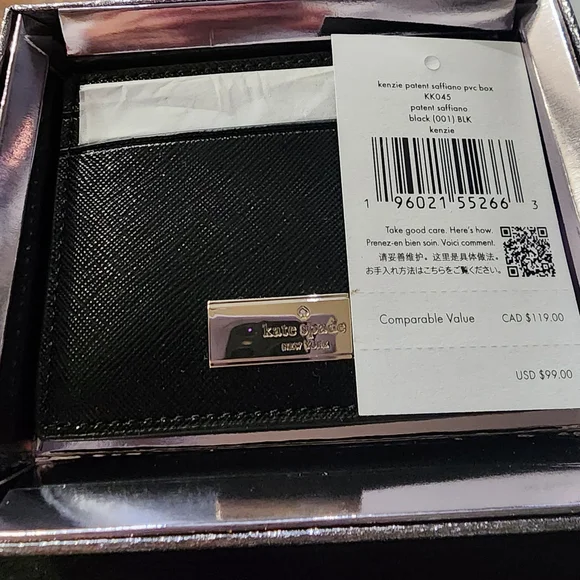 Kate Spade Kenzie Black Saffiano Card Holder- KKO45 - Picture 2 of 3